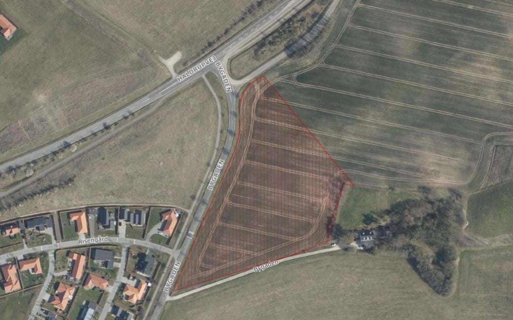 Luftfoto af perspektivområde "Bjergene" ved Stensballe