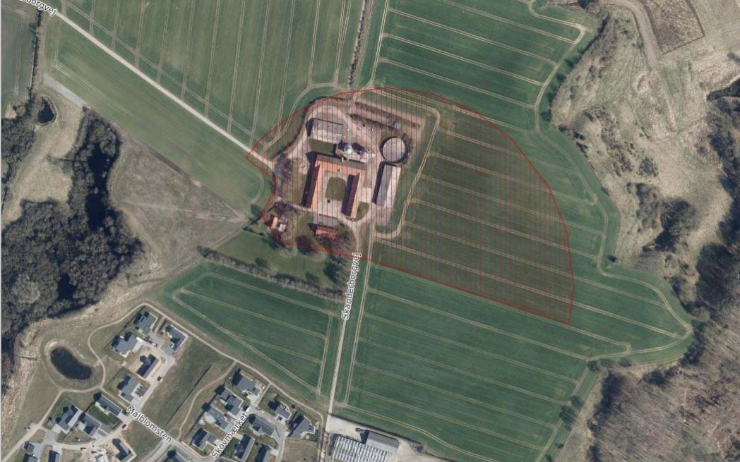 Luftfoto af perspektivområde "Egebjerggård" ved Egebjerg