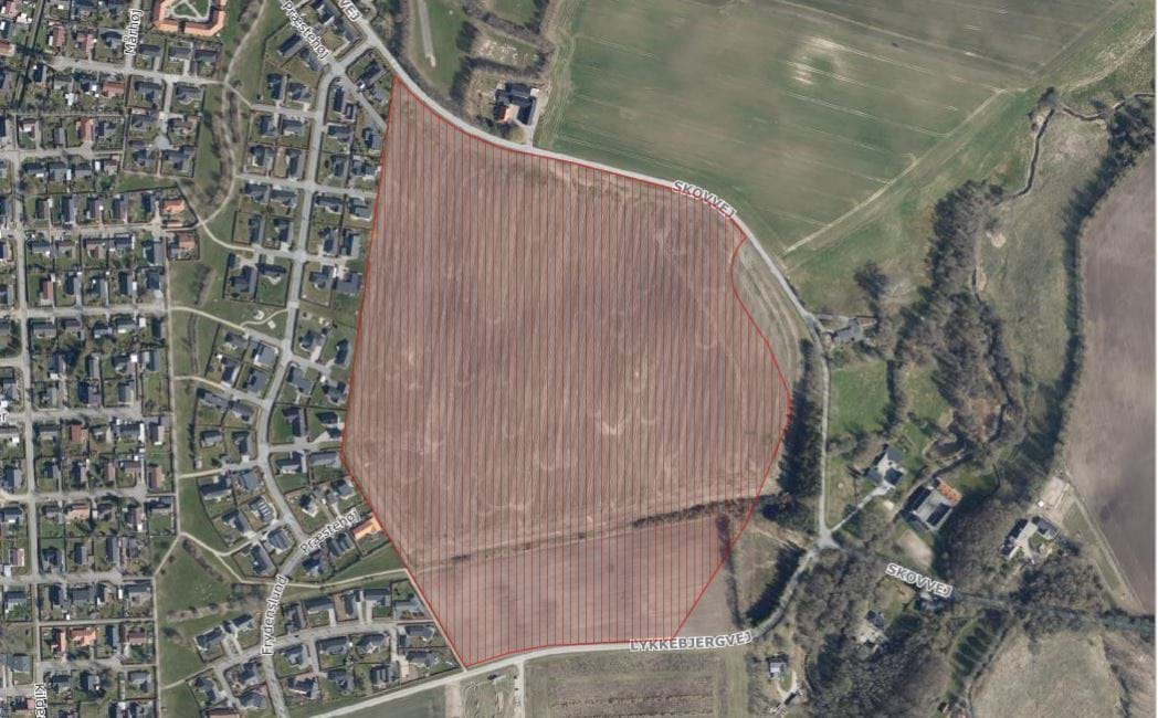 Luftfoto af perspektivområde "Gedved Øst" ved Gedved