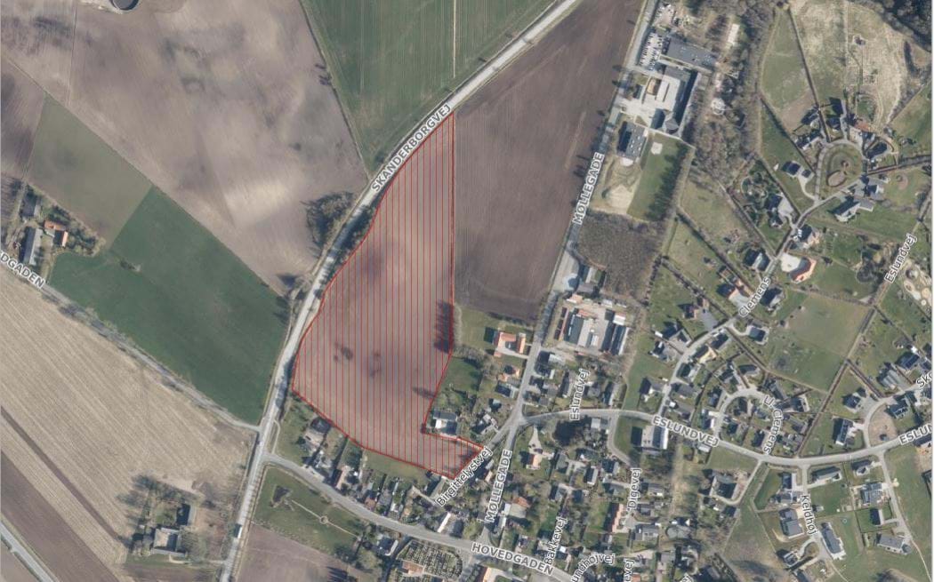 Luftfoto af perspektivområde "Møllegade" ved Nim