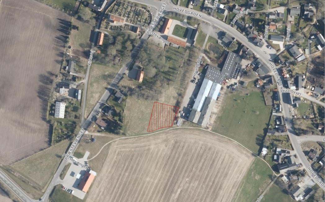 Luftfoto af perspektivområde "Præstevænget" ved Nim