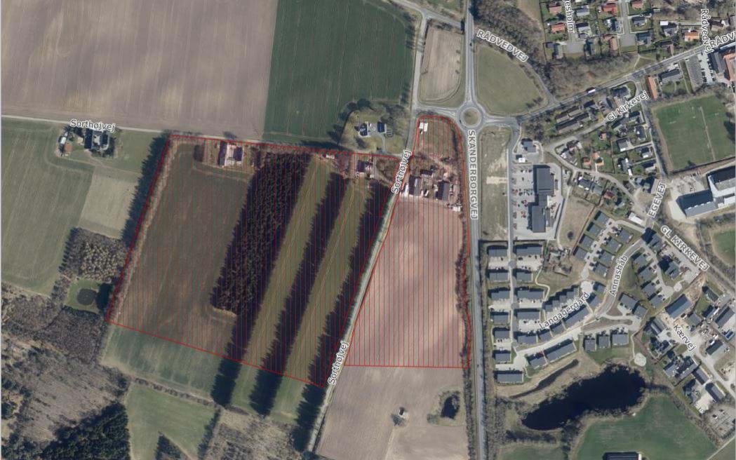 Luftfoto af perspektivområde "Sorthøjvej" ved Egebjerg